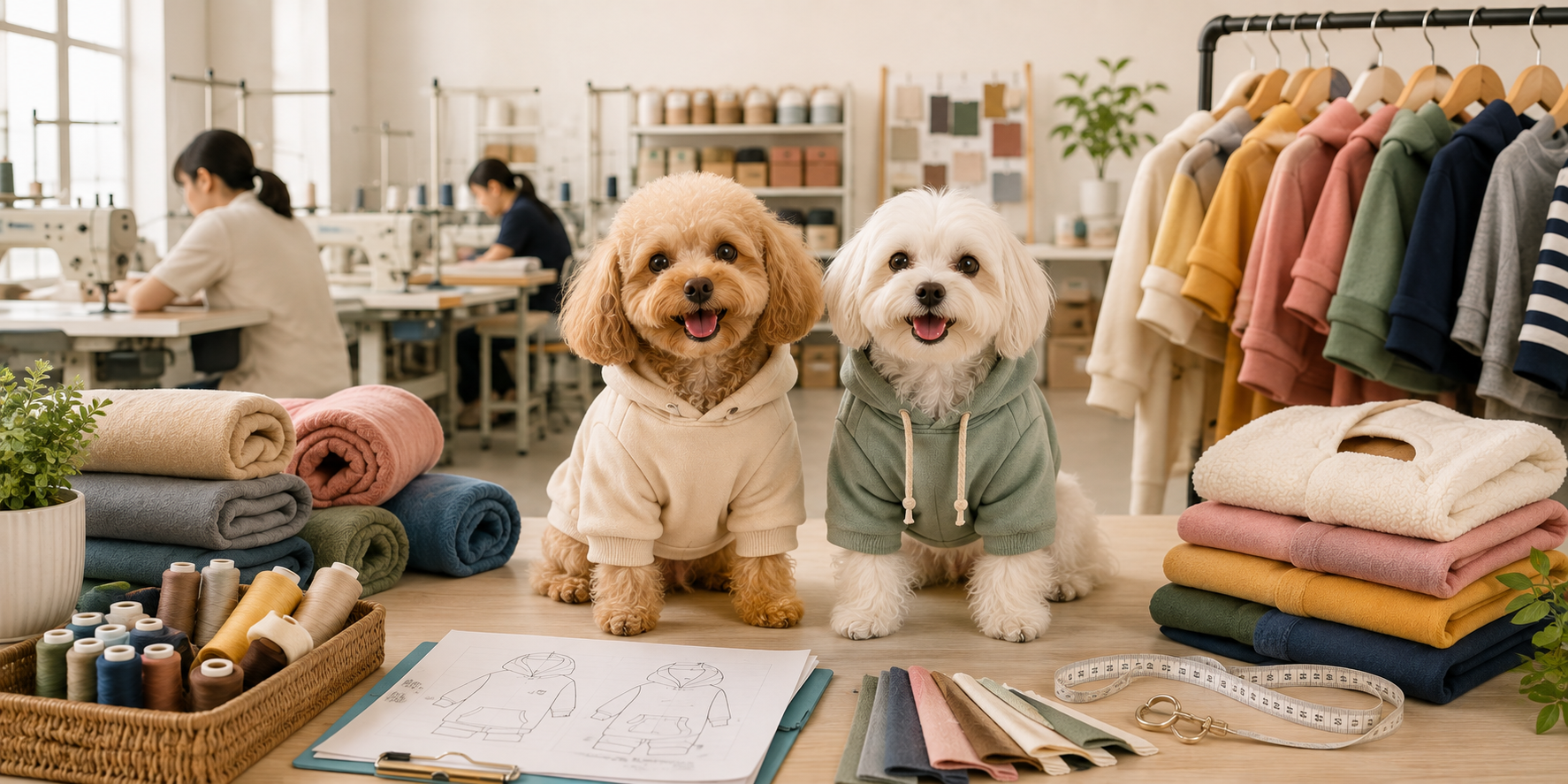 a collage of different stylish dog clothing and accessories including winter coats and sweaters